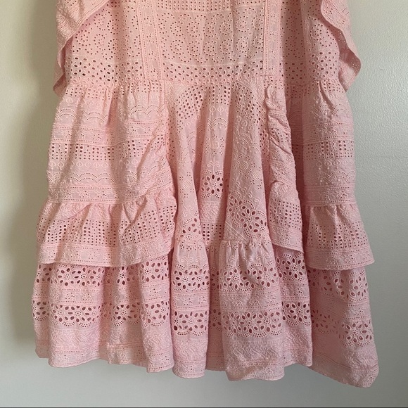 NWT NEEDLE & THREAD Deconstructed Broderie Dress Pink Medium - Picture 5 of 8